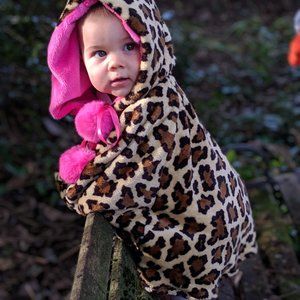 Animal Print Fleece Cape With Hood